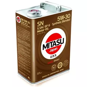 Масло моторное Mitasu Motor Oil 5w30 полусинтетическое, SN/GF-5, для бензинового двигателя, 4л, арт. MJ-120/4