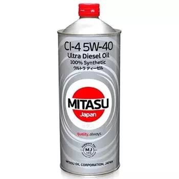 Масло моторное Mitasu Ultra Diesel 5w40 синтетическое, CF/CG-4/CH-4/CI-4, ACEA A3/B3/B4/E3/E5, для дизельного двигателя, 1л, арт. MJ-212/1