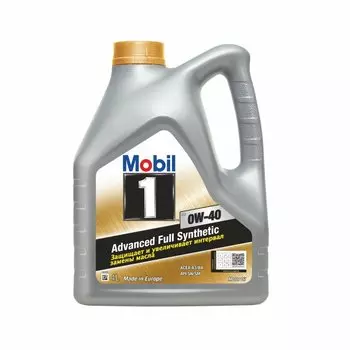 Масло моторное Mobil 1 Advanced 0w40 синтетическое, SJ/SL/SM/SN/CF, ACEA A3/B3/B4, универсальное, 4л, арт. 153692