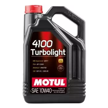 Масло моторное MOTUL 4100 Turbolight 10w40 полусинтетическое, SN/CF, ACEA A3/B4, универсальное, 4л, арт. 6758