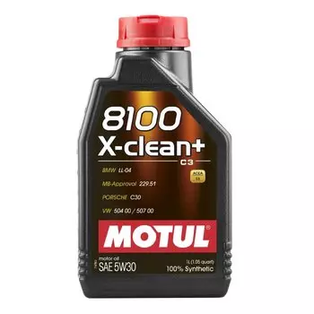 Масло моторное MOTUL 8100 X-clean+ 5w30 синтетическое, SM/SN/CF, ACEA C3, универсальное, 1л