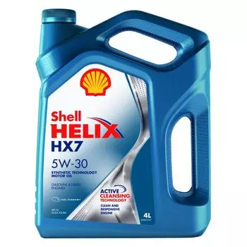 Масло моторное Shell Helix HX7 5w30 полусинтетическое, SL/CF, ACEA A3/B3/B4, универсальное, 4л
