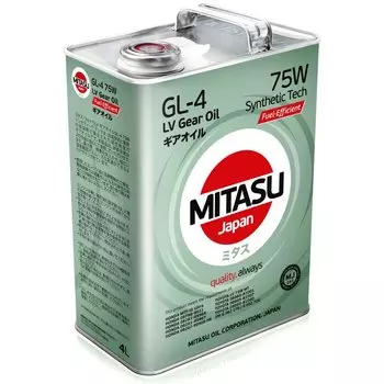 Масло трансмиссионное Mitasu Ultra LV Gear Oil 75w синтетическое, GL-4, 4л, арт. MJ-420/4