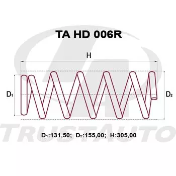 Пружина подвески TrustAuto усиленная, арт. TAHD006R