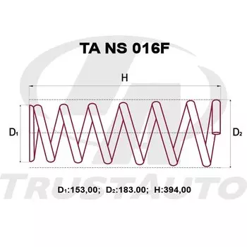 Пружина подвески TrustAuto усиленная, арт. TANS016F