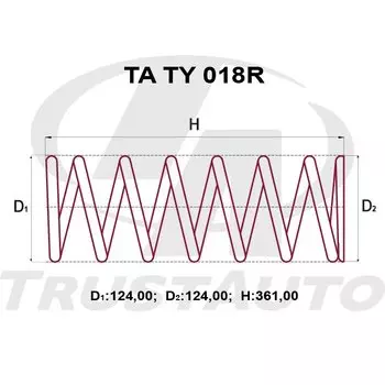 Пружина подвески TrustAuto усиленная, арт. TATY018R
