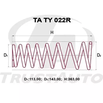 Пружина подвески TrustAuto усиленная, арт. TATY022R