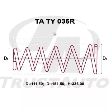 Пружина подвески TrustAuto усиленная, арт. TATY035R