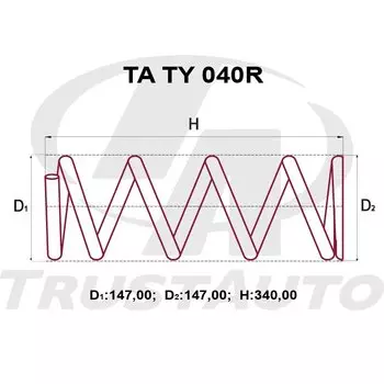 Пружина подвески TrustAuto усиленная, арт. TATY040R