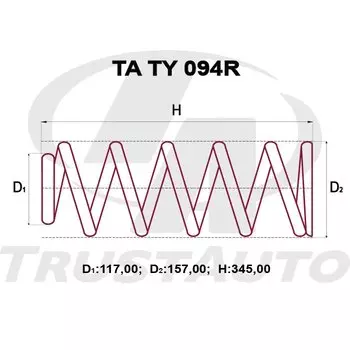Пружина подвески TrustAuto усиленная, арт. TATY094R