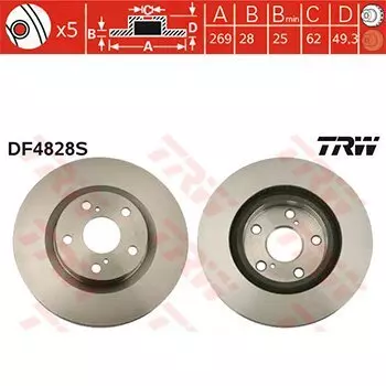 Тормозной диск TRW, арт. DF4828S
