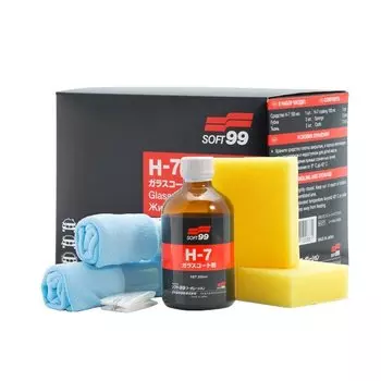 Защитное покрытие Soft 99 H7 Glass Coating (жидкое стекло), набор для полировки кузова автомобиля, бутылка, 100мл