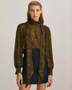 Блузка из шифона с принтом (S)