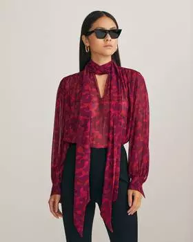 Блузка из шифона с принтом (S)