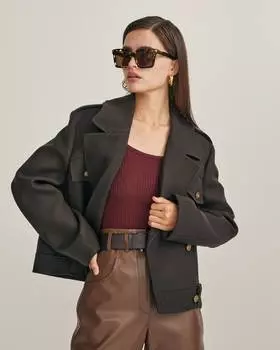 Двубортная куртка из шерсти (L)