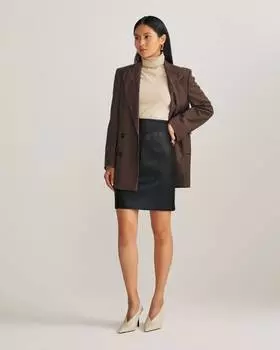 Юбка из экокожи с рельефной строчкой (XS)