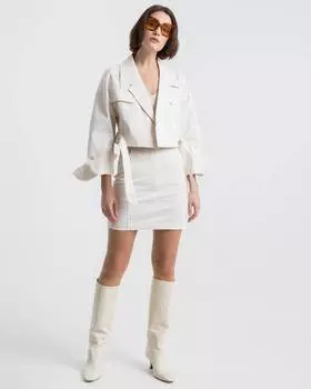 Юбка мини из твила с рельефными деталями (S)