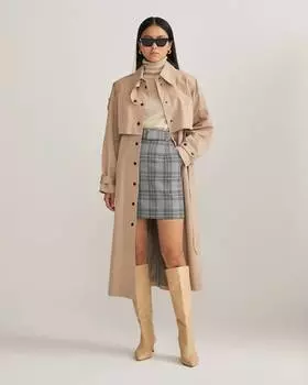 Костюмная мини юбка с поясом (L)