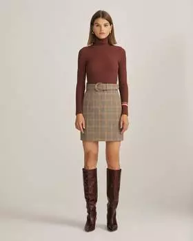 Костюмная мини юбка с поясом (L)