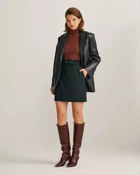 Костюмная мини юбка с поясом (XS)