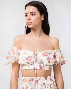 Кроп-топ с цветочным принтом (S)