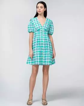 Мини платье из хлопка в клетку (S)