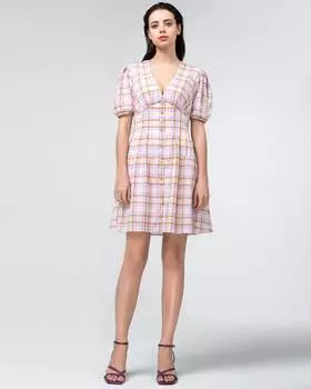 Мини платье из хлопка в клетку (S)