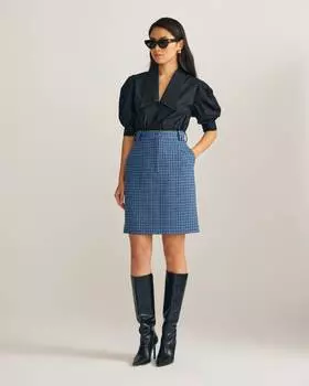 Мини юбка из твида с контрастной строкой (М)