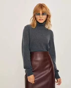 Объемный джемпер с воротником-стойкой (L)