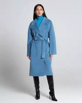 Однотонное пальто-халат (L)