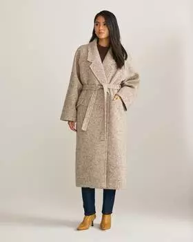 Пальто-халат оверсайз из твида (S)