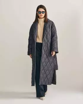 Пальто-одеяло с декоративной отстрочкой (S)