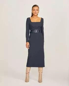 Платье-футляр с вырезом каре (XS)