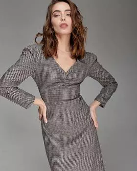 Платье миди в клетку (S)