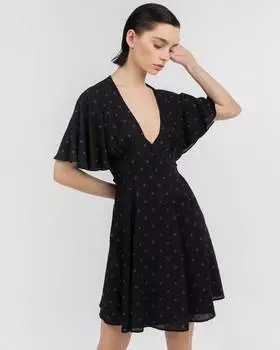 Платье мини с принтом в горошек (XS)