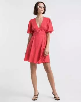 Платье мини с принтом в горошек (S)