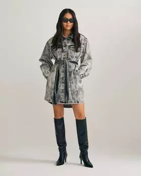 Платье-рубашка из денима (S)