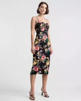 Платье с отрезным лифом и принтом (S)