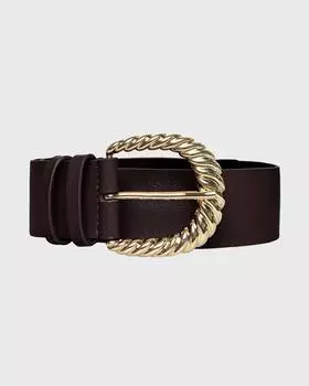 Ремень из кожи с объемной металлической пряжкой (М)