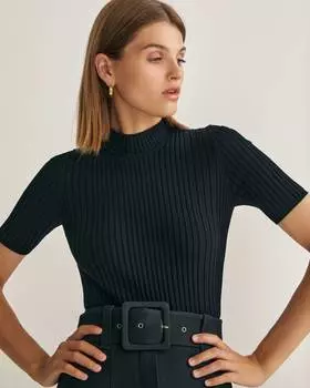 Трикотажный топ с укороченным рукавом (L)