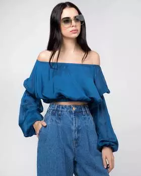 Укороченная блуза со сборками (L)
