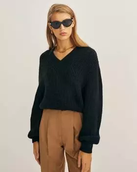 Укороченный джемпер с V-образным вырезом (S)