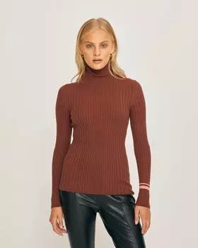 Водолазка в рубчик c контрастными полосами (S)