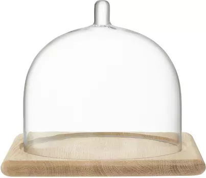 Блюдо со стеклянным куполом LSA International Serve 20,5 х 25 см дуб