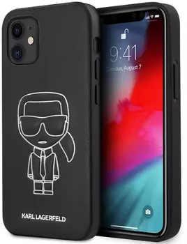 Чехол Karl Lagerfeld Ikonik Outline (KLHCP12SPCUIKWH) для iPhone 12 mini (Black/White)