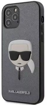 Чехол Karl Lagerfeld PU Saffiano Karl's Head (KLHCP12MSAKHSL) для iPhone 12/12 Pro (Silver)