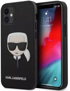 Чехол Karl Lagerfeld Saffiano Karl's Head (KLHCP12SSAKHBK) для iPhone 12 mini (Black)