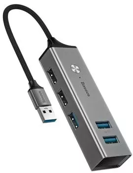 Хаб Baseus Cube USB to 3xUSB 3.0+2xUSB 2.0 CAHUB-C0G (Dark Grey)