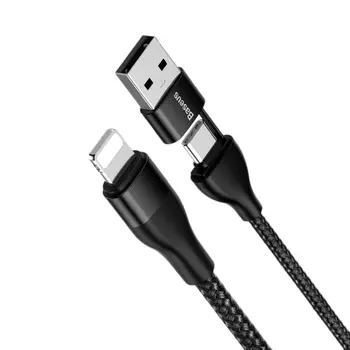 Кабель Baseus 2-in-1 Dual Output (CATLYW-G01) USB-A/C to Lightning 1m (Black)