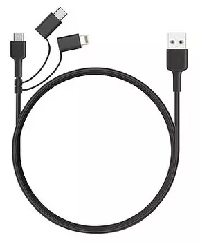 Кабель-переходник Aukey CB-BAL5 USB to Lightning/USB-C/MicroUSB 1.2m (Black)